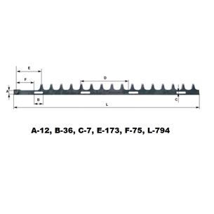 CUCHILLA INFERIOR E7F-750, HTO-751S, KTHS750 A-12, B-36, C-7, E-173, F-75, L-794