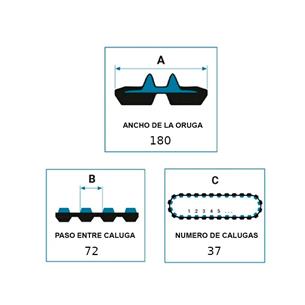 CADENA PARA CARRETILLAS ANCHO180 PASO72 DIENTES37