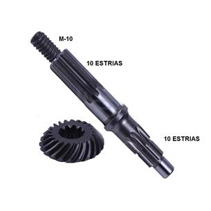 EJE CON PIÑON, ROSCA M-10, EJE DE 10 ESTRIAS
