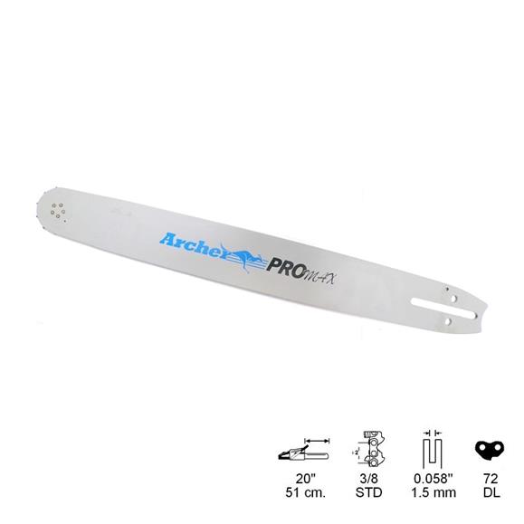 ESPADA SOLIDA 20"/50CM PASO 3/8 GALGA 0.058/1,5MM 72 ESLABONES