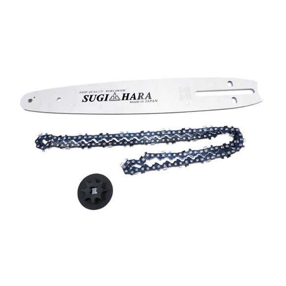 KIT PIÑON + CADENA SUGIHARA 1/4, 1.1 MM, 60 ESLAB + ESPADA CARVING 10 " JPS-240