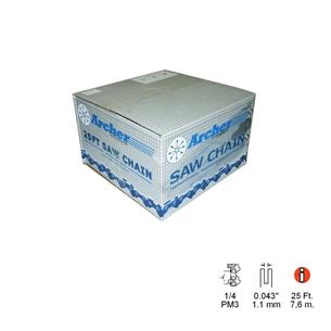 ROLLO CADENA 1/4, 0.43 , 25 PIES,  EQUIVALENTE PM3, 600 ESLABONES. ZK14LP43MINI25P