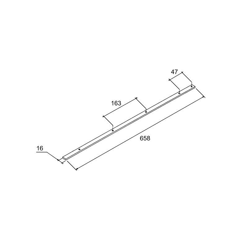 GUIA CUCHILLA,TH-18,HT-230,HTO-600R,NK-620 DIST A-B 47MM,DISTC-D 163MM,LONG L 658MM,ANCHO N 16MM