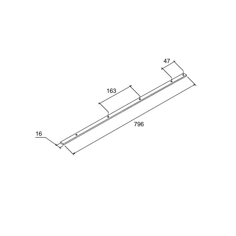 GUIA CUCHILLA TH-24,HTO-750R,DIST,A-B 47MM,DIST C-D 163MM,LONG L 796, ANCHO N 16MM