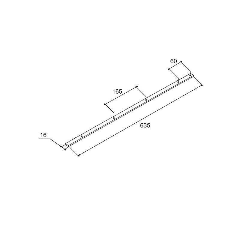 GUIA CUCHILLAS ,ANTIVIBRACION HTO-600LRV,DIST.A-B 60MM,DIST.C-D 165MM, LONGITUD L 635MM, ANCHO N16MM