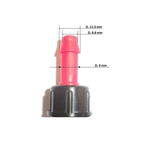 RACORD PLASTICO ROSCA 18 MM  PARA MANGUERA MATABI, VG-16M ESPIGA DE 8MM PLASTICA