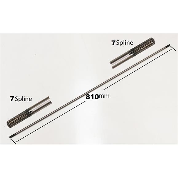 BK047808 EJE TRANSMISION ESTRIADO 7 estrias x 7 estrias , LONG 810 MM, JPS-240 PARTE MOTOR KMT2427