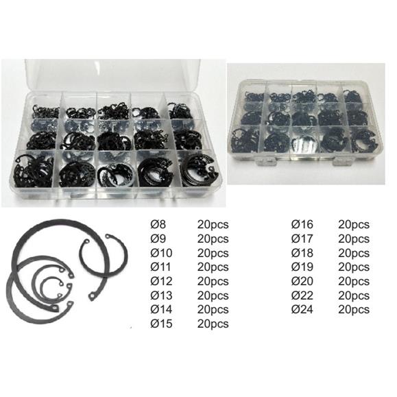CAJA 300 PRESILLAS INTERIORES  CIRCLIP DIAM 8-24