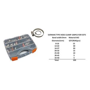 CAJA 100 ABRAZADERAS VARIADAS, W2, ANCHO 9 MM