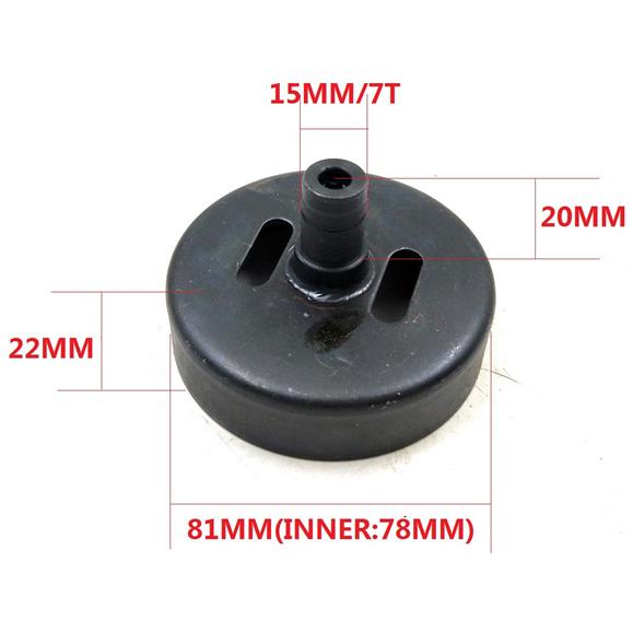 CAMPANA EMBRAGUE, DIAM INTERIOR 78 MM, ATAQUE 7 ESTRIAS, CUELLO DIAM 15 MM X 20 MM ALTURA