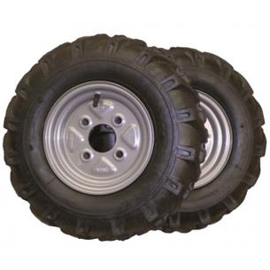 KIT RUEDAS NEUMATICAS(2 RUEDAS) 4.00-8, SIN BUJES, ATAQUE CHINO(INCLUYE TUERCAS,TORNILLO Y ARANDELA)