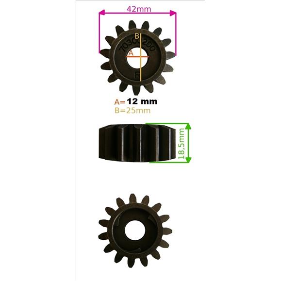 PIÑON RUEDA DERECHO CORTACESPED EJE 12 MM, DIAM EXT. 42 MM, 15 DIENTES  E148CVY PIÑON RUEDA DERECHO CORTACESPED EJE 12 MM, DIAM EXT. 42 MM, 15 DIENTES  E148CVY